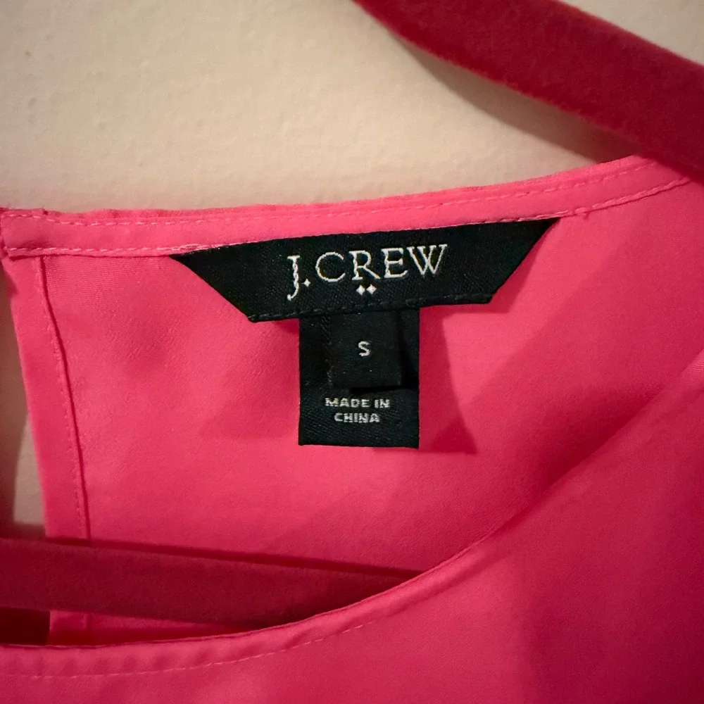 J. Crew Bright Pink Puff Sleeve Keyhole Back Blouse Womens‎ Size S